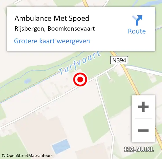 Locatie op kaart van de 112 melding: Ambulance Met Spoed Naar Rijsbergen, Boomkensevaart op 18 juni 2014 20:38