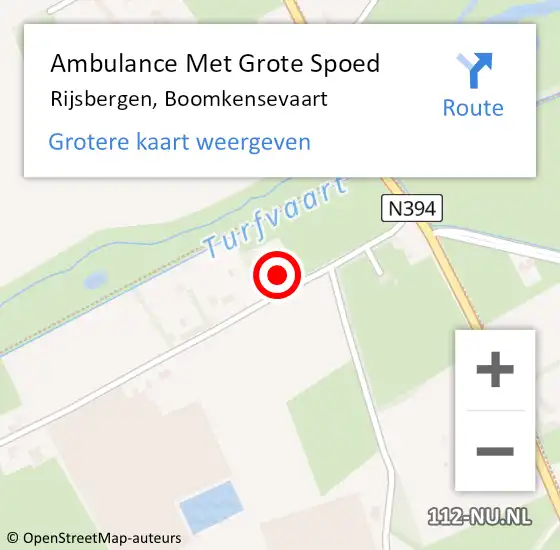 Locatie op kaart van de 112 melding: Ambulance Met Grote Spoed Naar Rijsbergen, Boomkensevaart op 18 juni 2014 20:40