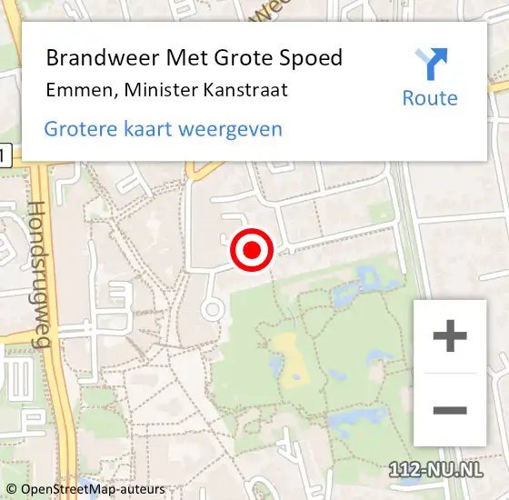 Locatie op kaart van de 112 melding: Brandweer Met Grote Spoed Naar Emmen, Minister Kanstraat op 5 augustus 2021 11:24