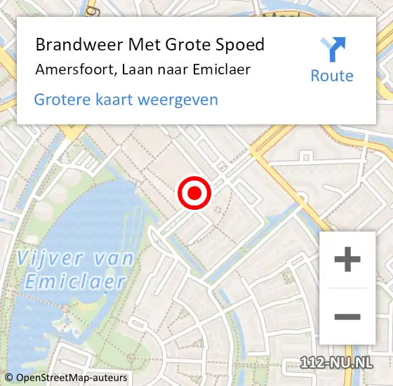 Locatie op kaart van de 112 melding: Brandweer Met Grote Spoed Naar Amersfoort, Laan naar Emiclaer op 5 augustus 2021 11:40