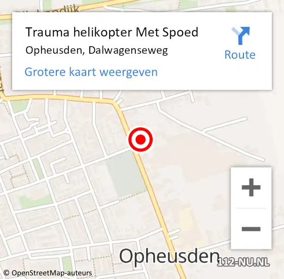 Locatie op kaart van de 112 melding: Trauma helikopter Met Spoed Naar Opheusden, Dalwagenseweg op 5 augustus 2021 11:42