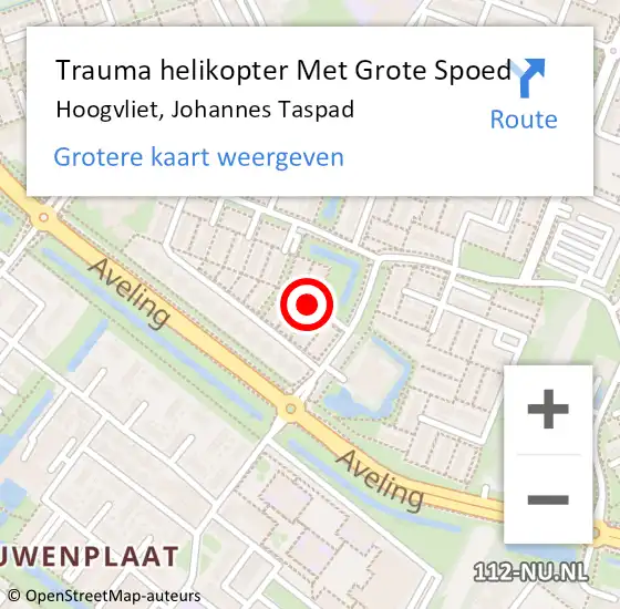 Locatie op kaart van de 112 melding: Trauma helikopter Met Grote Spoed Naar Hoogvliet, Johannes Taspad op 5 augustus 2021 11:44