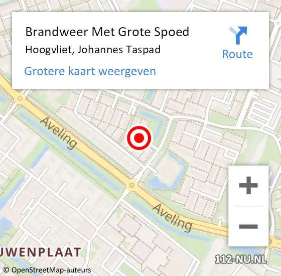 Locatie op kaart van de 112 melding: Brandweer Met Grote Spoed Naar Hoogvliet, Johannes Taspad op 5 augustus 2021 11:45