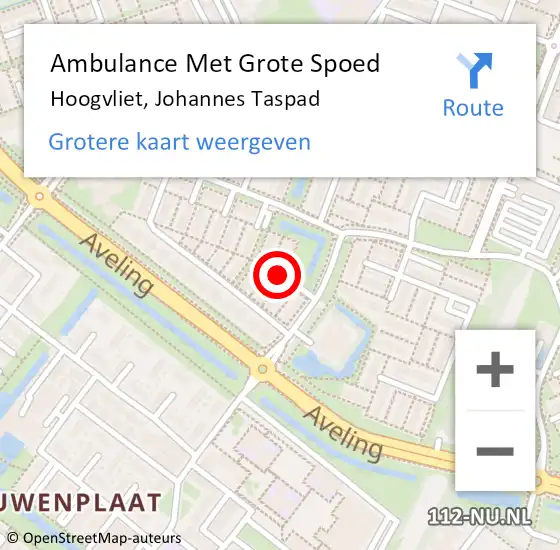 Locatie op kaart van de 112 melding: Ambulance Met Grote Spoed Naar Hoogvliet, Johannes Taspad op 5 augustus 2021 11:46