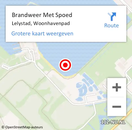 Locatie op kaart van de 112 melding: Brandweer Met Spoed Naar Lelystad, Woonhavenpad op 5 augustus 2021 11:47