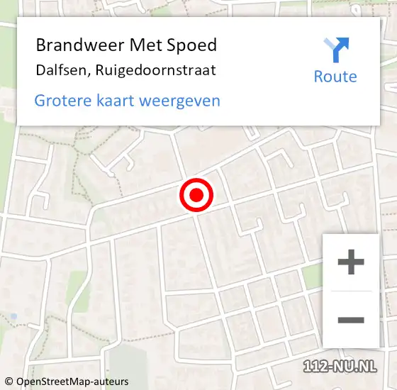 Locatie op kaart van de 112 melding: Brandweer Met Spoed Naar Dalfsen, Ruigedoornstraat op 5 augustus 2021 11:48