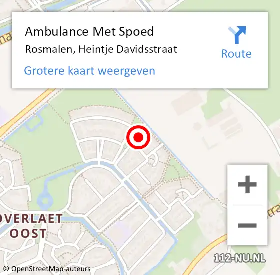 Locatie op kaart van de 112 melding: Ambulance Met Spoed Naar Rosmalen, Heintje Davidsstraat op 18 juni 2014 20:46