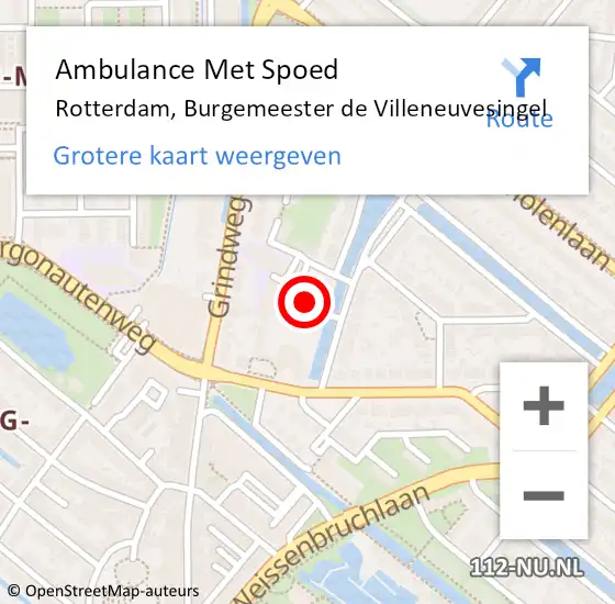 Locatie op kaart van de 112 melding: Ambulance Met Spoed Naar Rotterdam, Burgemeester de Villeneuvesingel op 5 augustus 2021 12:12