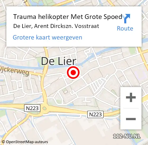 Locatie op kaart van de 112 melding: Trauma helikopter Met Grote Spoed Naar De Lier, Arent Dirckszn. Vosstraat op 5 augustus 2021 12:22