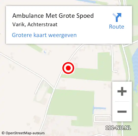 Locatie op kaart van de 112 melding: Ambulance Met Grote Spoed Naar Varik, Achterstraat op 5 augustus 2021 12:29