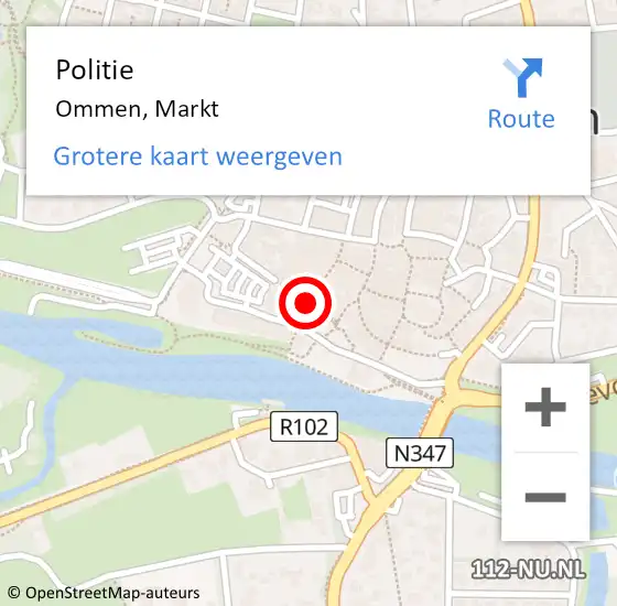 Locatie op kaart van de 112 melding: Politie Ommen, Markt op 5 augustus 2021 12:39