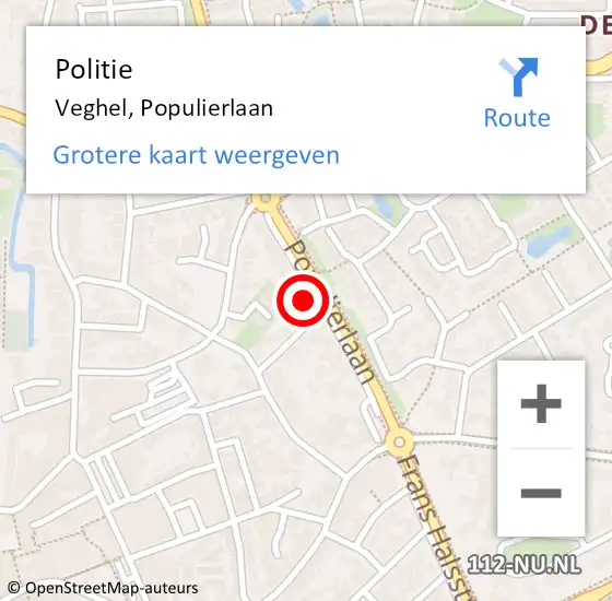 Locatie op kaart van de 112 melding: Politie Veghel, Populierlaan op 5 augustus 2021 12:41