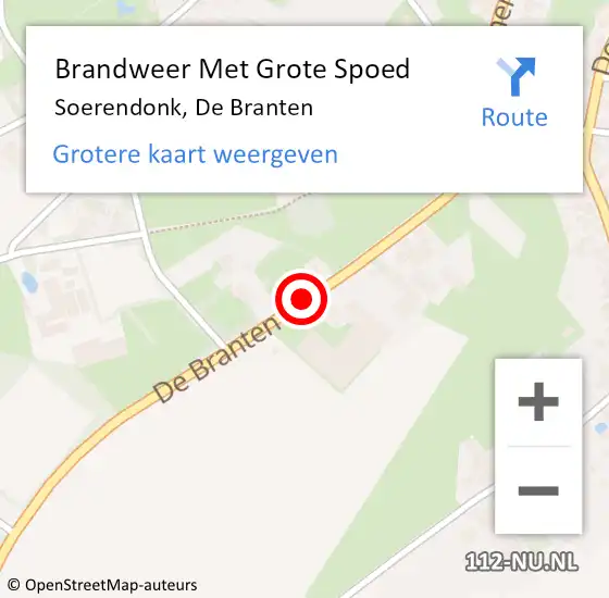 Locatie op kaart van de 112 melding: Brandweer Met Grote Spoed Naar Soerendonk, De Branten op 5 augustus 2021 13:10