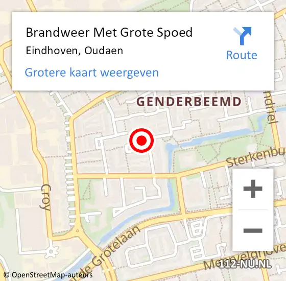 Locatie op kaart van de 112 melding: Brandweer Met Grote Spoed Naar Eindhoven, Oudaen op 5 augustus 2021 13:16