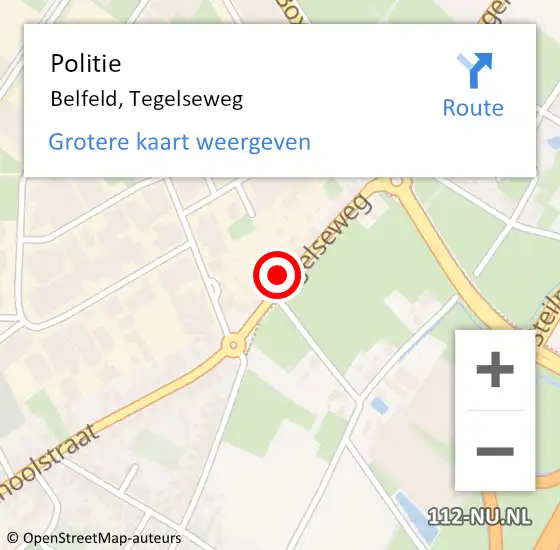 Locatie op kaart van de 112 melding: Politie Belfeld, Tegelseweg op 5 augustus 2021 13:19