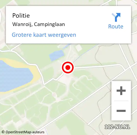 Locatie op kaart van de 112 melding: Politie Wanroij, Campinglaan op 5 augustus 2021 13:38