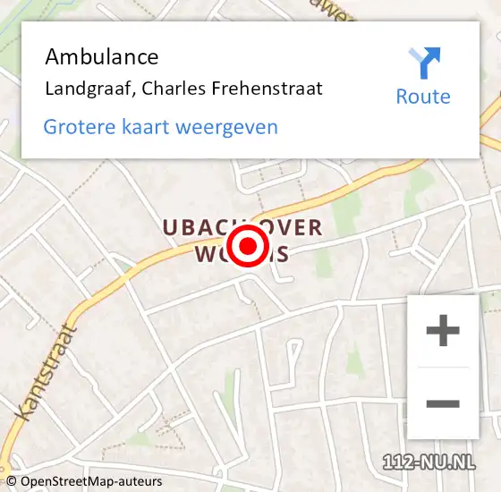 Locatie op kaart van de 112 melding: Ambulance Landgraaf, Charles Frehenstraat op 18 juni 2014 21:02