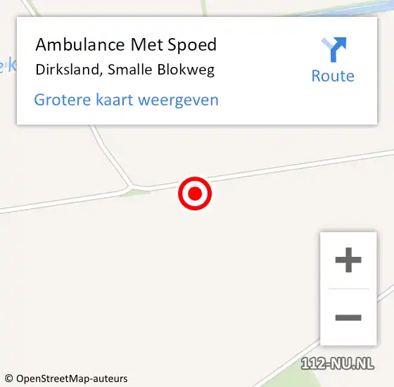 Locatie op kaart van de 112 melding: Ambulance Met Spoed Naar Dirksland, Smalle Blokweg op 5 augustus 2021 14:03