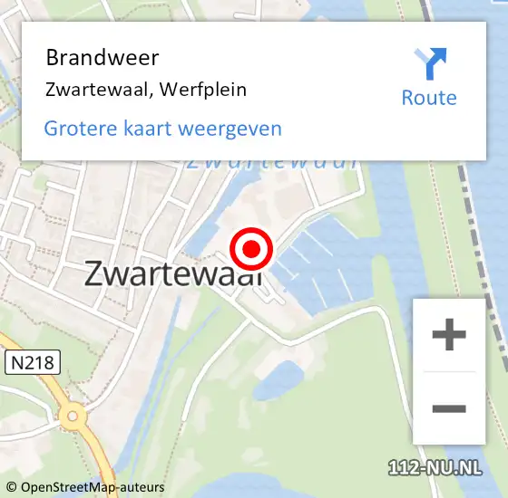 Locatie op kaart van de 112 melding: Brandweer Zwartewaal, Werfplein op 5 augustus 2021 14:12