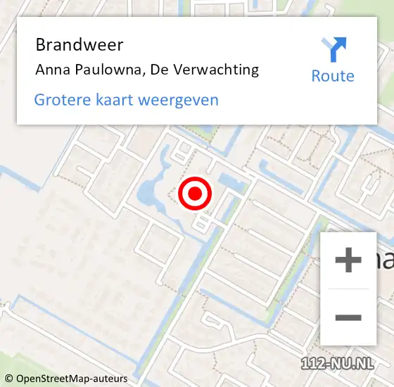 Locatie op kaart van de 112 melding: Brandweer Anna Paulowna, De Verwachting op 5 augustus 2021 14:27