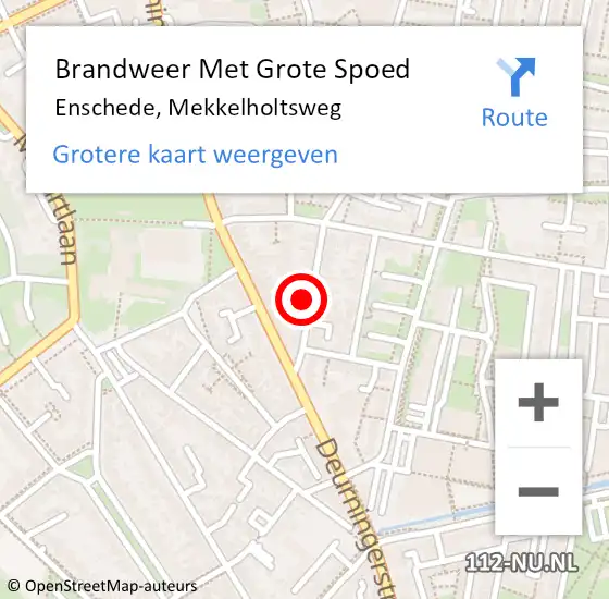 Locatie op kaart van de 112 melding: Brandweer Met Grote Spoed Naar Enschede, Mekkelholtsweg op 5 augustus 2021 14:28