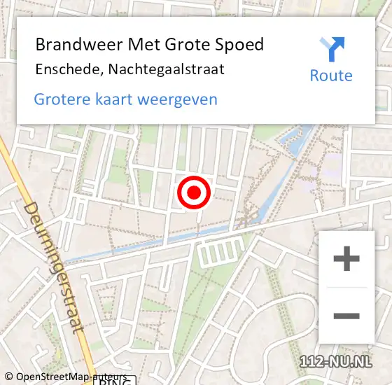 Locatie op kaart van de 112 melding: Brandweer Met Grote Spoed Naar Enschede, Nachtegaalstraat op 5 augustus 2021 14:31