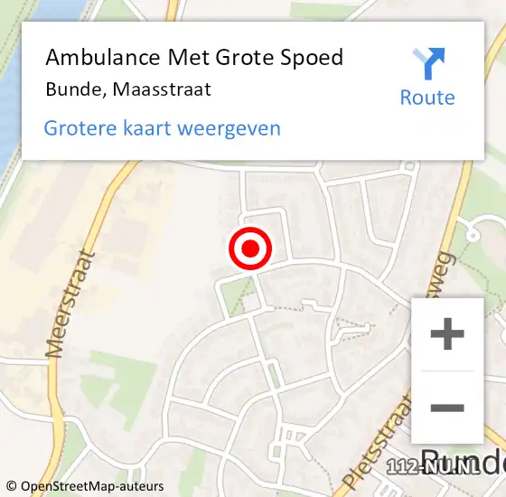 Locatie op kaart van de 112 melding: Ambulance Met Grote Spoed Naar Bunde, Maasstraat op 18 juni 2014 21:19