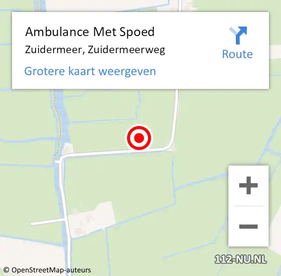 Locatie op kaart van de 112 melding: Ambulance Met Spoed Naar Zuidermeer, Zuidermeerweg op 5 augustus 2021 15:09