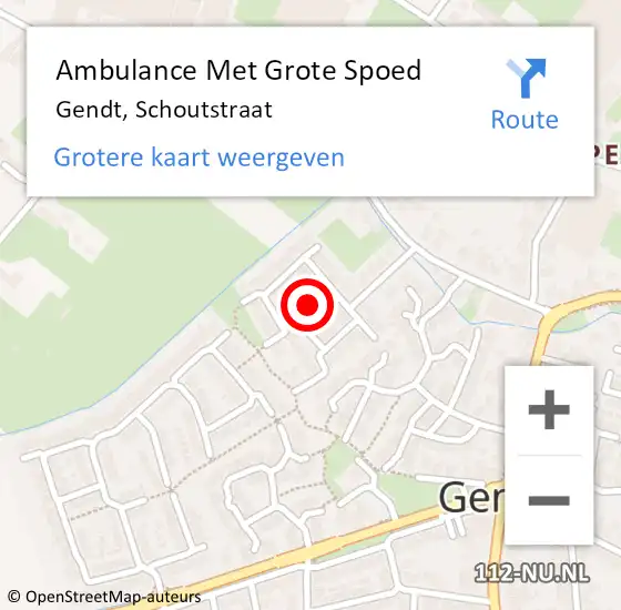 Locatie op kaart van de 112 melding: Ambulance Met Grote Spoed Naar Gendt, Schoutstraat op 5 augustus 2021 15:18
