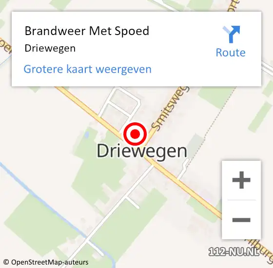 Locatie op kaart van de 112 melding: Brandweer Met Spoed Naar Driewegen op 18 juni 2014 21:24