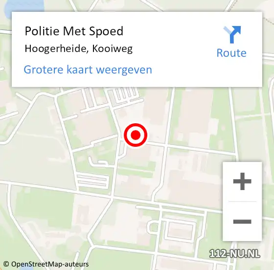 Locatie op kaart van de 112 melding: Politie Met Spoed Naar Hoogerheide, Kooiweg op 5 augustus 2021 15:29