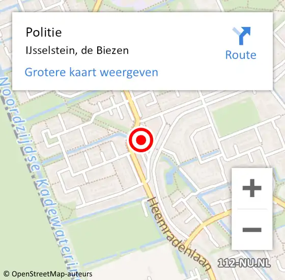 Locatie op kaart van de 112 melding: Politie IJsselstein, de Biezen op 5 augustus 2021 15:41