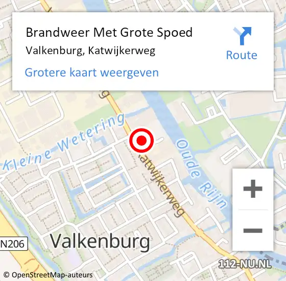 Locatie op kaart van de 112 melding: Brandweer Met Grote Spoed Naar Valkenburg, Katwijkerweg op 5 augustus 2021 16:03