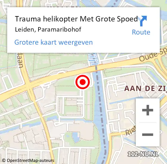 Locatie op kaart van de 112 melding: Trauma helikopter Met Grote Spoed Naar Leiden, Paramaribohof op 5 augustus 2021 16:51