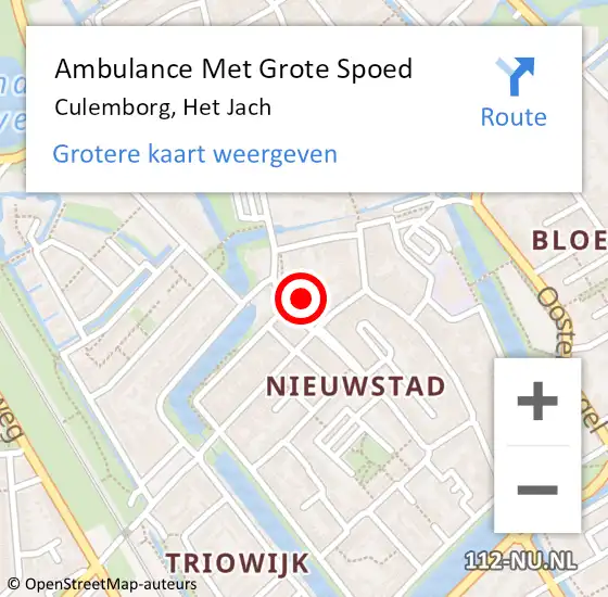 Locatie op kaart van de 112 melding: Ambulance Met Grote Spoed Naar Culemborg, Het Jach op 5 augustus 2021 17:06