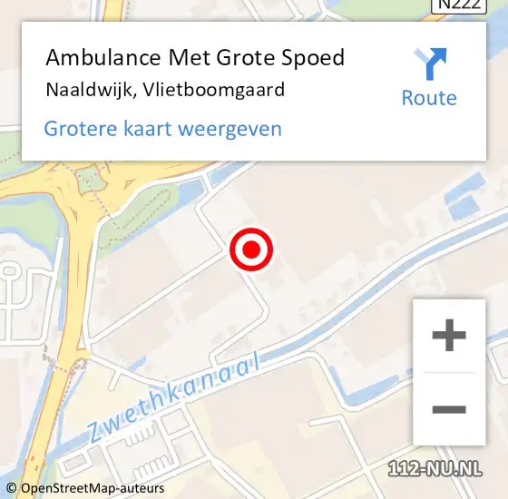 Locatie op kaart van de 112 melding: Ambulance Met Grote Spoed Naar Naaldwijk, Vlietboomgaard op 5 augustus 2021 17:16