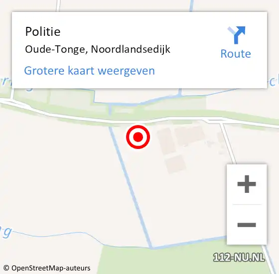 Locatie op kaart van de 112 melding: Politie Oude-Tonge, Noordlandsedijk op 5 augustus 2021 17:35