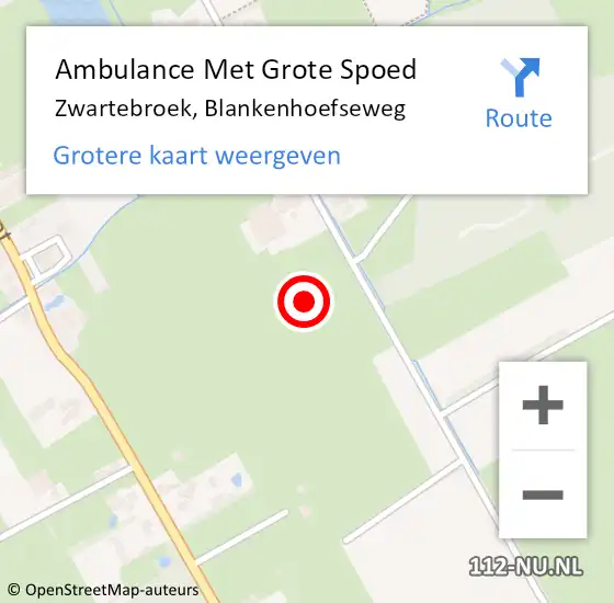 Locatie op kaart van de 112 melding: Ambulance Met Grote Spoed Naar Zwartebroek, Blankenhoefseweg op 5 augustus 2021 18:18