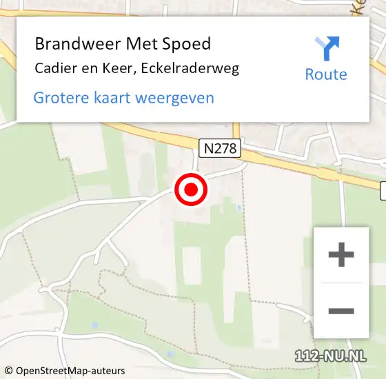 Locatie op kaart van de 112 melding: Brandweer Met Spoed Naar Cadier en Keer, Eckelraderweg op 5 augustus 2021 18:19