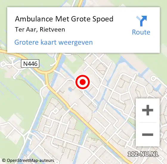 Locatie op kaart van de 112 melding: Ambulance Met Grote Spoed Naar Ter Aar, Rietveen op 5 augustus 2021 18:22