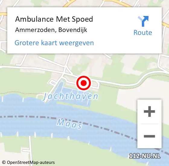 Locatie op kaart van de 112 melding: Ambulance Met Spoed Naar Ammerzoden, Bovendijk op 5 augustus 2021 18:39