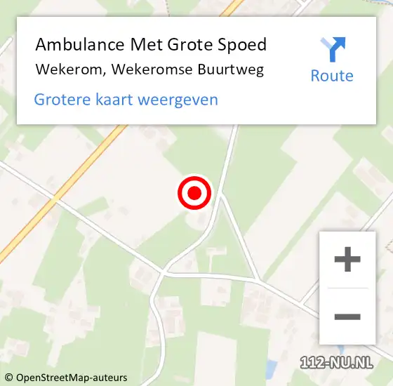 Locatie op kaart van de 112 melding: Ambulance Met Grote Spoed Naar Wekerom, Wekeromse Buurtweg op 5 augustus 2021 18:49