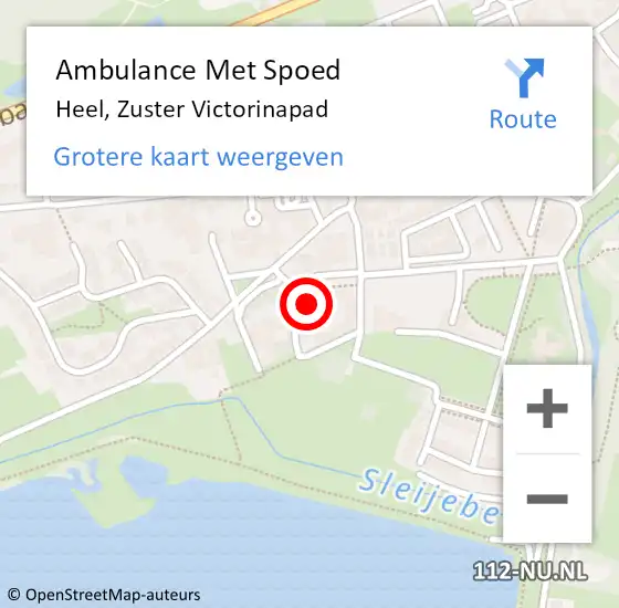 Locatie op kaart van de 112 melding: Ambulance Met Spoed Naar Heel, Zuster Victorinapad op 5 augustus 2021 18:52