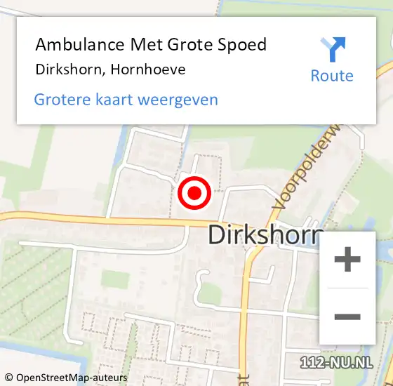 Locatie op kaart van de 112 melding: Ambulance Met Grote Spoed Naar Dirkshorn, Hornhoeve op 5 augustus 2021 19:01