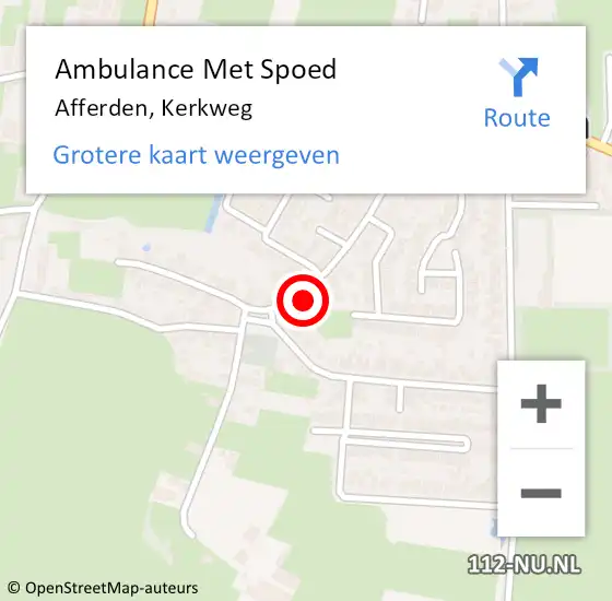 Locatie op kaart van de 112 melding: Ambulance Met Spoed Naar Afferden, Kerkweg op 5 augustus 2021 19:02
