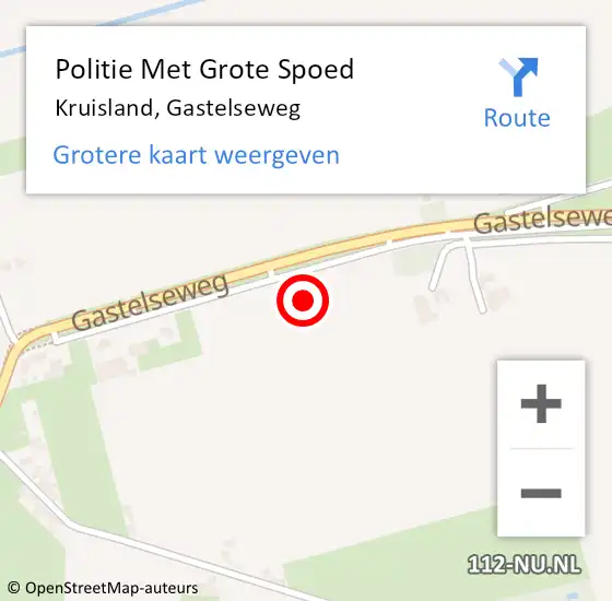 Locatie op kaart van de 112 melding: Politie Met Grote Spoed Naar Kruisland, Gastelseweg op 5 augustus 2021 19:08