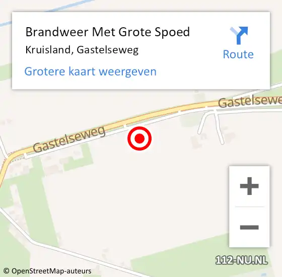 Locatie op kaart van de 112 melding: Brandweer Met Grote Spoed Naar Kruisland, Gastelseweg op 5 augustus 2021 19:08