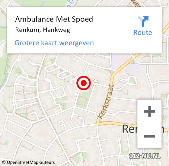 Locatie op kaart van de 112 melding: Ambulance Met Spoed Naar Renkum, Hankweg op 5 augustus 2021 19:47