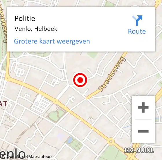 Locatie op kaart van de 112 melding: Politie Venlo, Helbeek op 5 augustus 2021 19:54