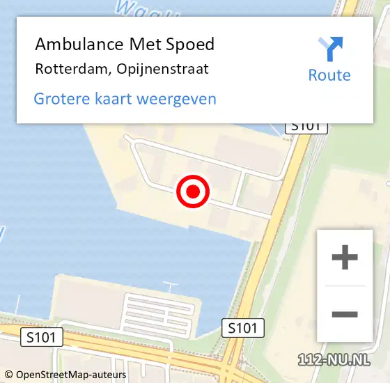 Locatie op kaart van de 112 melding: Ambulance Met Spoed Naar Rotterdam, Opijnenstraat op 5 augustus 2021 20:50
